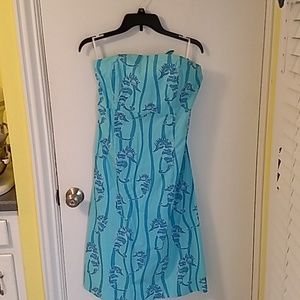 Lilly Pulitzer strapless seahorse print dress